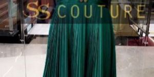 Bottle Green Embroidered Gown