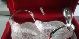 Silver Plated Double Duck Bowl Set