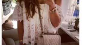 Women off Shoulder Casual Tops Blouse Lace Crochet Chiffon Shirt