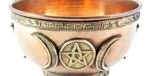 Triple Moon Pentacle Copper Offering Bowl