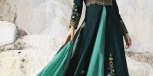 Peacock Blue Embroidered Anarkali Suit