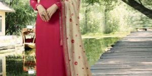 Pink and Beige Designer Straight Salwar Suit