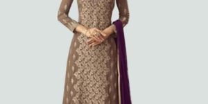 Purple and Beige Sharara Suit