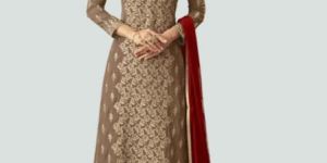 Red and Beige Sharara Suit