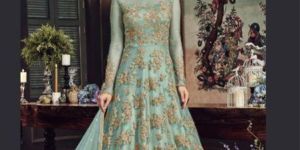Sky Blue Designer Anarkali Salwar Suit