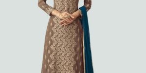 Turquoise and Beige Sharara Suit