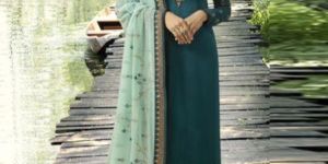 Turquoise and CGreen Designer Straight Salwar Suit