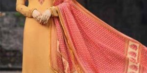 Yellow Embroidered Straight Suit