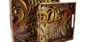 Wooden Printed Apoxy Try Set of 2