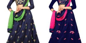 Parrot Nidhi Blue Combo Suit Material