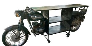 Reclaimed Wood Moter Cycle Bar Counter Table