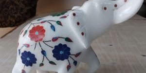 Marble Inlay Work Elephant Statue