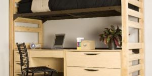 Wooden Loft Bed with Desk