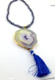 Solar Druzy Pendant with Tassel