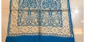 Sky Blue Pashmina Kashmiri Silk Embroidered Stole