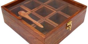 Wooden Square Spice Box