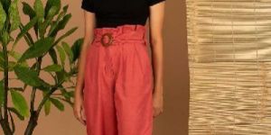 Red High Waist Pant