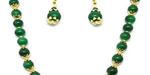 Ankur Trendy Gold Plated Green Beads Mala Necklace Set for Women
