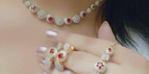 Ankur Trendy Gold Plated Pink American Diamond Combo Necklace Set for Women