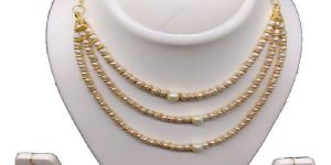 Ankur Trendy Gold Plated Three Layer Beads Necklace Set for Women