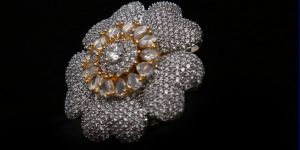 Floral White Stone AD Ring