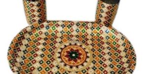 Steel Meenakari Thali Set