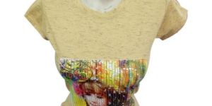 Girls Yellow Printed T-Shirt