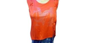 Ladies Orange Sleeveless Top