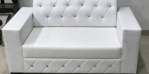 White Two Seater Rexine Sofa