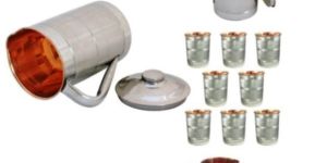 Copper Steel Double Wall Jug and Glass Set