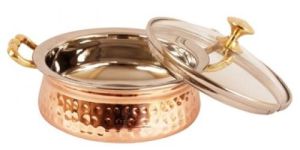 Copper Steel Serving Dona with Glass Lid