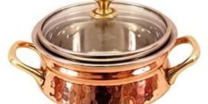 Steel Copper Handi with Glass Lid