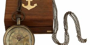 Unisex Vintage Antique Brass Pocket Watch Quartz Necklace