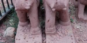 Red Stone Elephant Statue