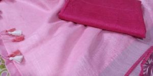 Slub Batik Print Cotton Saree