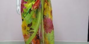 Slub Digital Print Cotton Saree