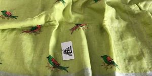 Slub Embroidered Cotton Saree