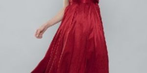 Satin V Neck Long Dress