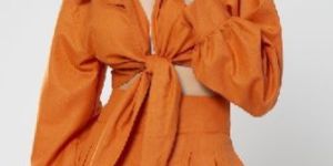 Orange Tie up Top and Shorts