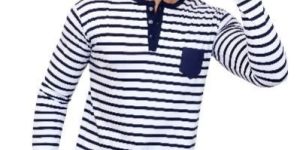 Mens Henley Neck Striped T Shirt