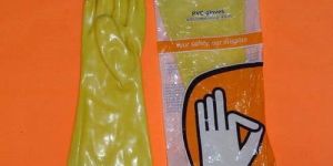 Plain Yellow PVC Hand Gloves