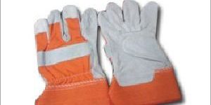 Orange & White Leather Working Gloves