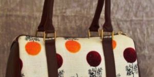 Printed Leather Duffel Handbag