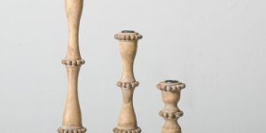 Wooden Pillar Candle Holder