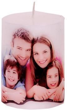 White Printed Pillar Candle