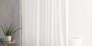 Polyester White Plain Shower Curtain