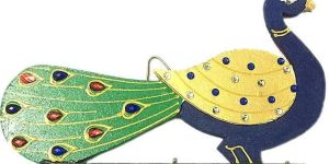 Wooden Peacock Key Holder