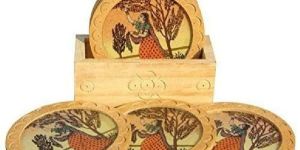 Wooden Round Coaster Set