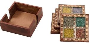 Wooden Square Coaster Set
