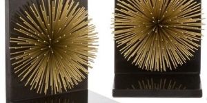 Star Flower Bookend Set of 2 on Black Marble